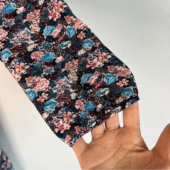 J Crew Long Sleeve Floral Ruffle Tiered Midi Dress Sz 8 V Neck Flirty Flowy - Picture 7 of 12